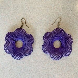 Handmade metal wire flower earrings